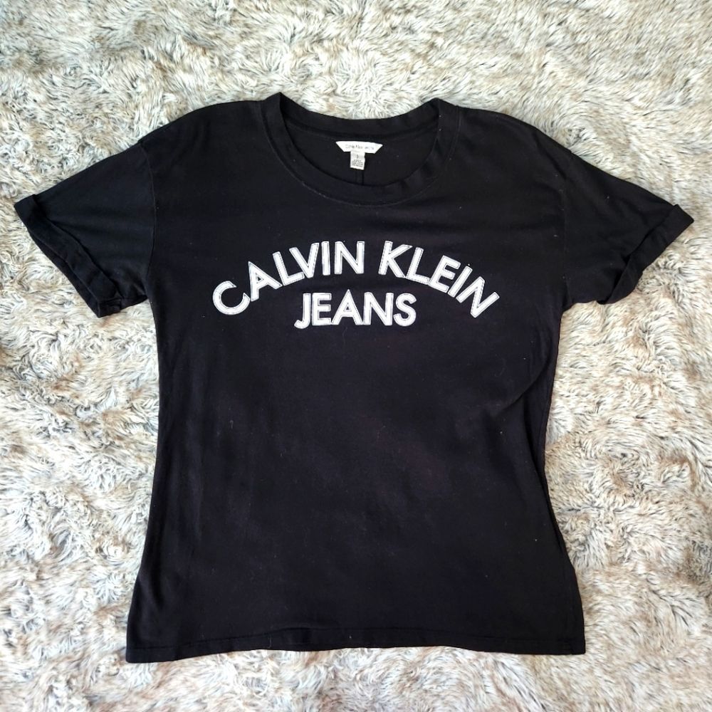 Calvin Klein Jeans Short Sleeve Crew Neck Black T-Shirt Women's‎ Size Small